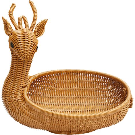 Panier de Rangement en Osier Tressé Simulation Forme Animale pour Fruits et Décor (1/5)