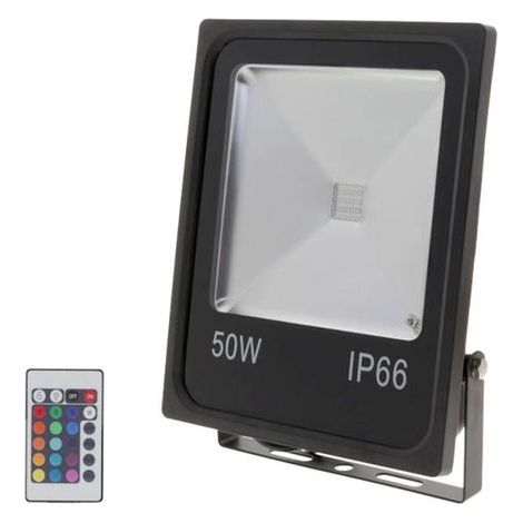 Projecteur LED RGB 50W Extérieur IP66 Plat NOIR - SILAMP (1/2)