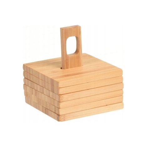 Juego de 6 posavasos de cristal con soporte