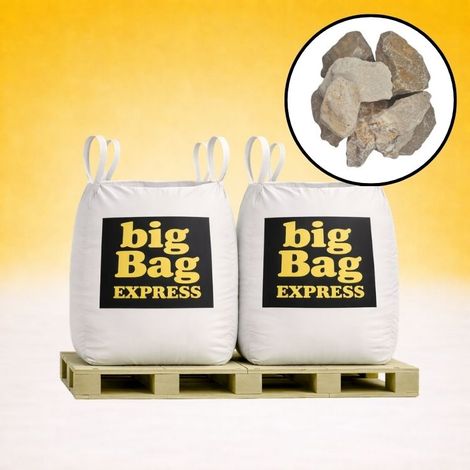 PACK 2 X BIG BAG de +/- 1,5T Pierre à Gabion Ocre Beige Ø 70/120 mm - Livraison PREMIUM (1/4)