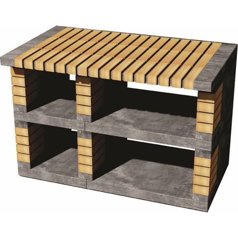 MOVELAR - Caballete lateral del módulo Pan America para Barbacoa de Obra Prefabricada (Gris, naranja - 120 x 70 x 70 cm) - Uso en Exteriores (1/2)