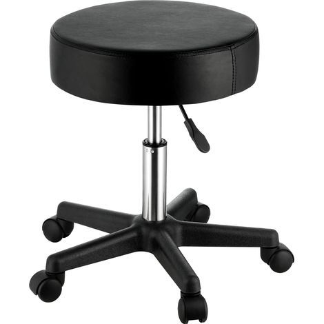 Mophorn Taburete con ruedas , capacidad de 400 libras, silla giratoria de altura ajustable con cojín ultra grueso, para salón, bar, hogar, oficina, tatuajes, medicina, masajes, negro (1/5)