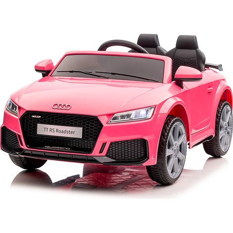 Auto Elettrica Bambini Audi TT RS 12V con Licenza Ufficiale Telecomando 2.4GHz Doppio Motore 30W Luci LED USB/MP3/AUX Soft Start Porte Apribili Cintura Sicurezza Rosa