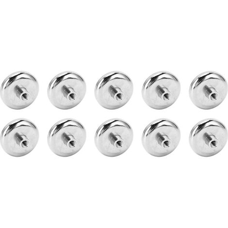 Lot de 10 aimants coupelles D42 40 kg en néodyme, magnétisme puissant, nickelage, protection antirouille, base à crochet (1/5)