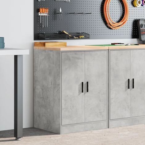 Armario de almacenamiento multiusos para garaje de 60 x 51 x 85 cm superficie de trabajo moderna y práctica en madera gris hormigón 020051372 (1/5)