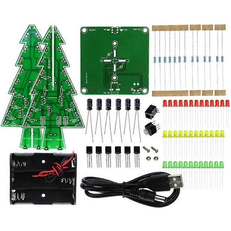 Dreidimensionaler 3D-Weihnachtsbaum-LED-Bausatz (DIY) – Rot, Grün, Gelb