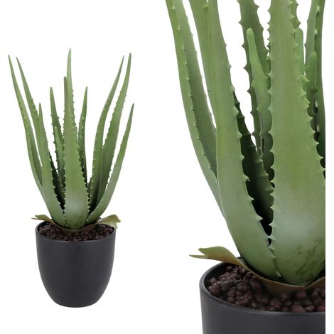 Pianta di aloe artificiale in vaso, alta 45 cm, verde, decorazione LIKE A LIFE