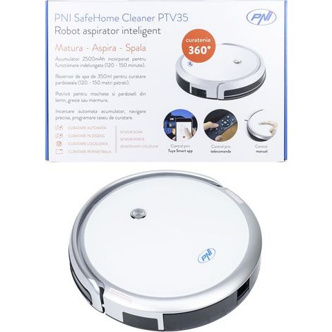 Robot aspirateur intelligent PNI SafeHome Cleaner PTV35 WiFi, 30 W, Tuya Smart