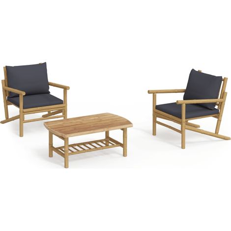 Maison Exclusive - 3-tlg. Garten-Lounge-Set mit Dunkelgrauen Kiss