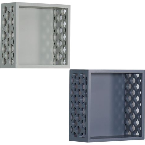 Set 2 Mensole a Cubo Missouri in Legno Blu e Verde (1/3)