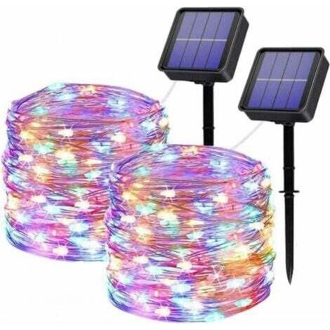 Solar Outdoor String Lights, [Pack of 2] 2 x 22M 200 LED Solar String Lights, 8 Modes, Waterproof Copper Wire, Decorative String Lights for Garden, Wedding, Party, Patio, Bedroom, Balcony (1/4)
