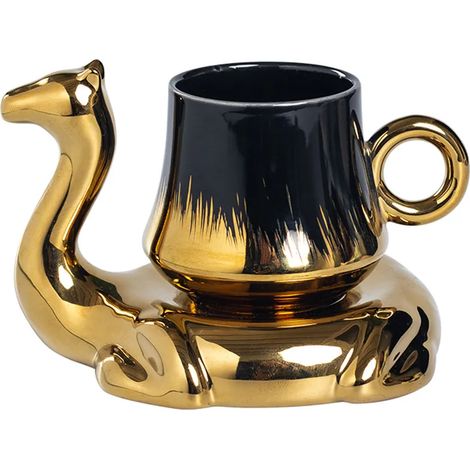 (Noir 101-200 ml) Ensemble tasse et soucoupe à café en forme de chameau, mini mug en céramique, 110 ml