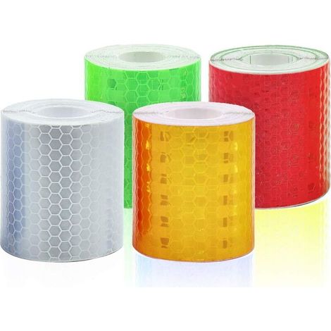 Nastro riflettente in rotolo da 4, nastro di segnalazione di sicurezza autoadesivo, strisce riflettenti notturne, strisce di pellicola adesiva, 5 cm x (1/5)