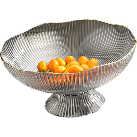 Plat à fruits en plastique avec trou d'égouttage et fond amovible, gris, idéal pour le salon ou la table basse. (1/5)