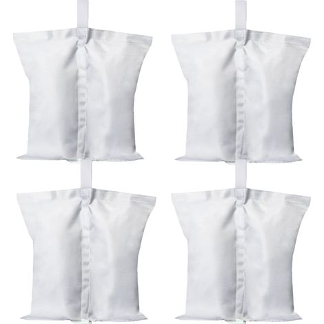Lot de 4 Sacs de lestage de tonnelle résistants à Double Couture, Poids pour tonnelle, Parasol de terrasse, mobilier d'extérieur (Blanc) (1/5)