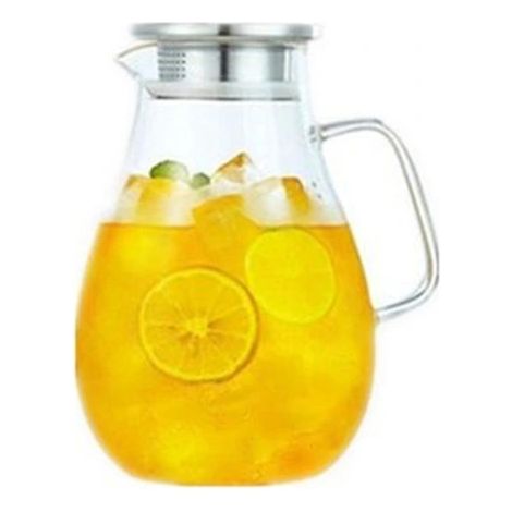 Pichet en verre pour eau froide, bouilloire, théière créative avec couvercle en bois, 1500 ml H (1/2)