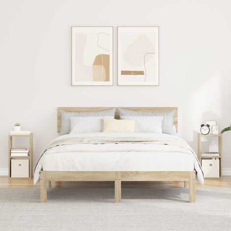 Lot de 2 tables de chevet avec tiroir, bois d’ingénierie, chêne Sonoma, 25,5 x 22 x 49,5 cm - PANGIVO (1/5)