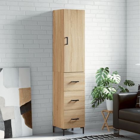 Buffet haut, Meuble de Rangement, Armoire de Cuisine Chêne so34,5x34x180 cm Bois d'ingénierie NKK98183 (1/5)