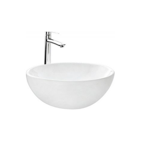 Lavabo Perry appoggio salvaspazio 42x42 tondo in ceramica