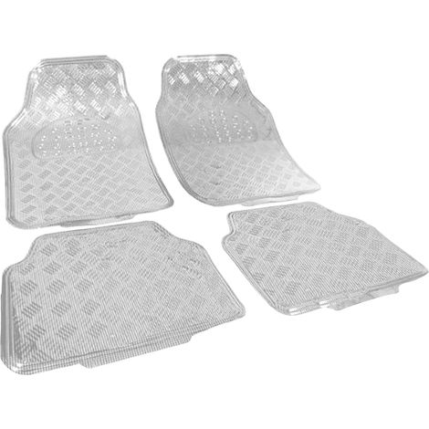 WOLTU 4 Pezzi Set Tappetini in PVC Auto Universali Tappeto Antiscivolo Argento (1/5)