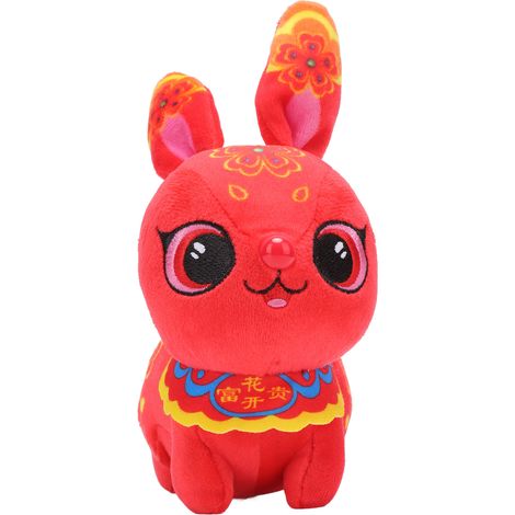 Lapin en peluche du Nouvel An, jouet doux et mignon pour enfants et adultes, décoration de bureau, animal en peluche, ornement de maison (1/5)