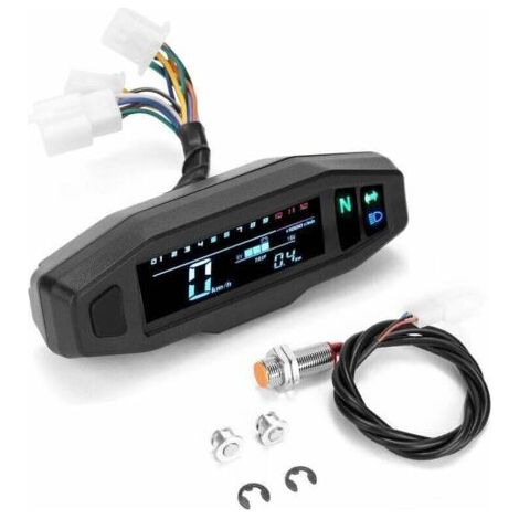 Compteur de vitesse numérique LCD pour moto – Installation facile – Écran 103x25mm – Compatible avec moteurs électriques (1/5)
