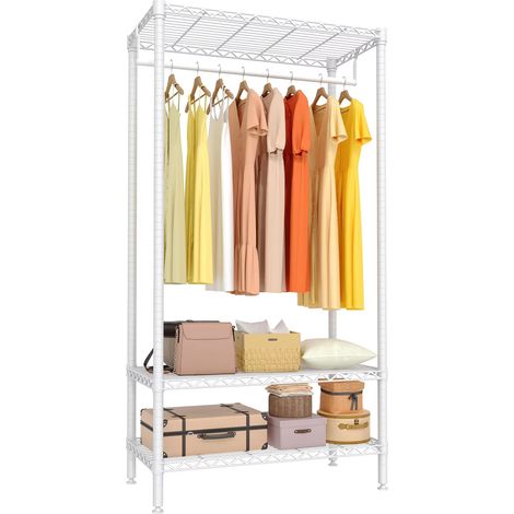 Portant à vêtements multifonction sur pied à 3 niveaux avec étagère de rangement, capacité de charge de 300 kg, idéal pour chambres et buanderies (90 x 45 x 175 cm) (1/5)