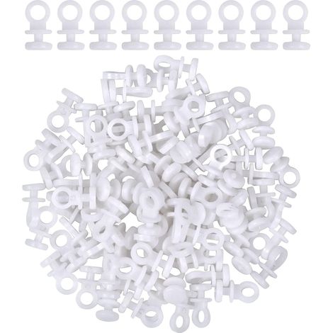 100 Pcs Glisseurs pour Rail à Rideaux - Crochets en Plastique Blanc Coulissants - Idéal pour la Plupart des Rideaux ou Rideau de Douche (1/5)