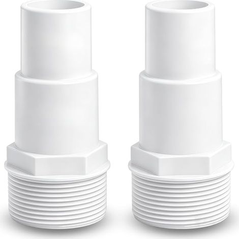Set of 2 Pool Hose Connectors, 32 mm Diameter 38 mm Adapter to 1.5 Inch Hose Connector, Accessory for Skimmer Sand Filter Pump in White (1/5)