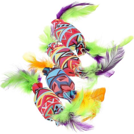 Jouet d'intérieur pour chat, compatible avec Active Play, clochette, motif plume, lot de 8 (1/5)