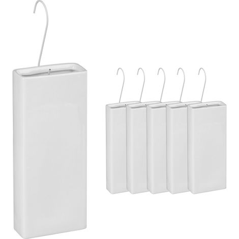 Relaxdays Luftbefeuchter Heizkörper, 6er Set, Wasserverdunster für Heizung, zum Hängen, Keramik, Raumbefeuchter, weiß (1/5)