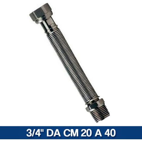 TUBO GIUNTO FLESSIBILE ESTENSIBILE ACCIAIO INOX PER ACQUA RISCALDAMENTO 11055V 3/4" DA CM 20 A 40 (23372)