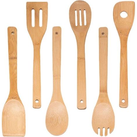 Kitchen set with rack, spatula and utensils, light brown (1/5)