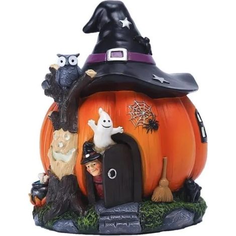 Sculpture de maison citrouille pour Halloween, figurine décorative effrayante pour les fêtes de fin d'année (1/4)
