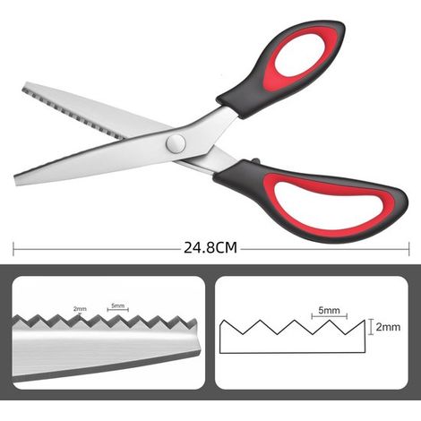 Ciseaux cranteurs professionnels 5 mm – Ciseaux à tissu zigzag en acier inoxydable – Ciseaux de couture anti-accrochage pour tissus, papier, cuir et loisirs créatifs – Poignée ergonomique – Durables e (1/5)