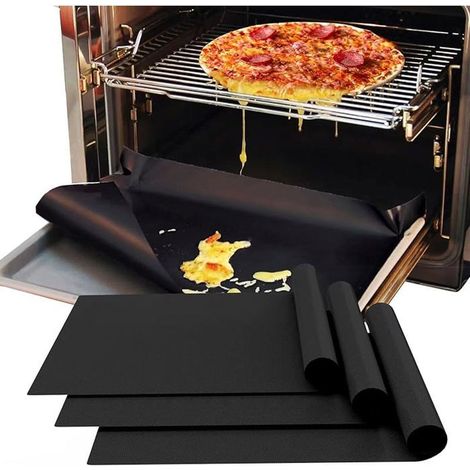 Lot de 3 doublures de four antiadhésives, 40 x 33 cm, réutilisables, téflon, pour four gaz/électrique, feuilles de cuisson (1/5)
