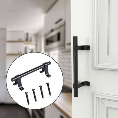 1 Poignée de porte, acier au carbone, noir, 20 cm, pour armoire cuisine (1/4)