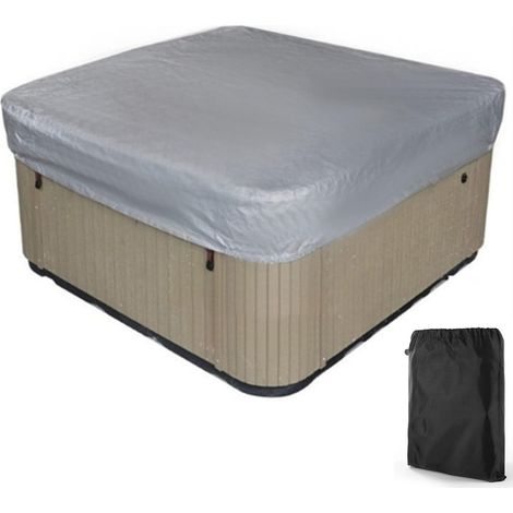 Quadratische Whirlpoolabdeckung, staubdichte Poolabdeckung, wasserdichte Abdeckung für Whirlpools/Badewannen/Sprudelbäder im Außenbereich – Grau, 220 × 220 × 30 cm (1/5)