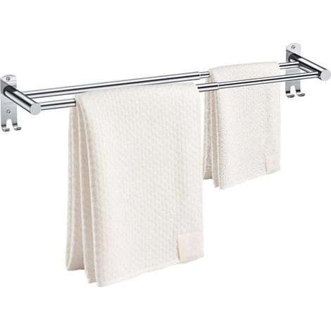 Porte Serviette Rétractable 50-90 Cm Seche Serviette Double Porte-Serviettes Réglable en Acier Inoxydable Barre Porte-Serviette Mural avec Vis po (1/5)