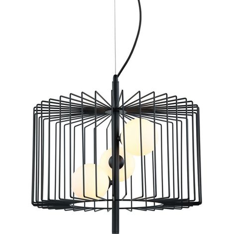 Italux Daren - Pendentif suspendu moderne noir à 3 lumières avec abat-jour noir et blanc, G9 (1/2)