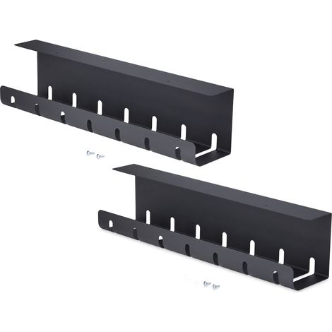 StarTech.com Paquete de 2 - Bandeja de Gestión de Cables para Debajo del Escritorio - Longitud de 53cm por Bandeja - Administrador de Cableado de Ranuras - Instalación por Tornillos - Negro - TAA