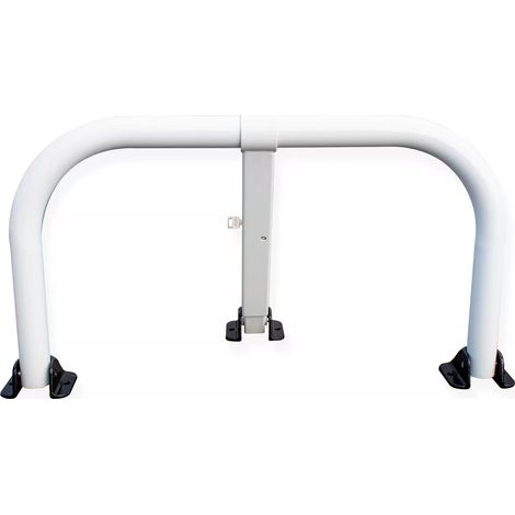 Arceau parking renforcé (50mm) blanc pieds noirs - arceau anti-stationnement avec serrure intégrée (1/5)