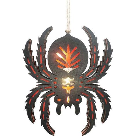 Panneau lumineux d'Halloween « Maison hantée » en forme d'araignée avec éclairage d'ambiance LED, panneau en bois (1/5)
