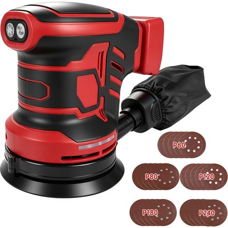 Ponceuse orbitale aléatoire sans balais compatible avec M18, ponceuse électrique à paume aléatoire Brushelss de 125 mm avec 25 papiers abrasifs, rotation à 6 vitesses max 21 000 tr/min (1/5)