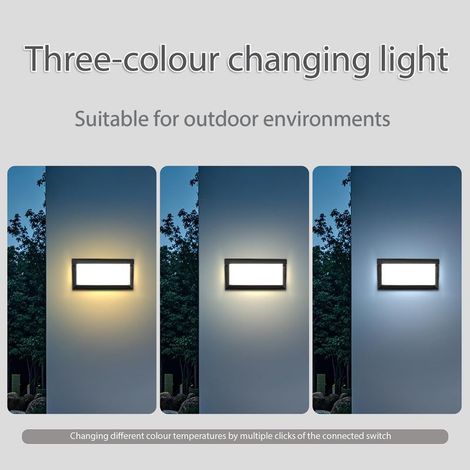 Applique Murale Exterieur 18W Luminaire Exterieur 3000K 4000K 6500K Eclairage Exterieur IP65 Lumiere Noir Exterieur LED Pour Jardin, Terrasse, Garage