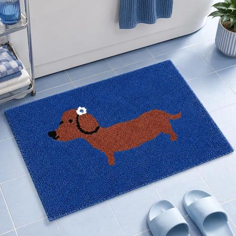 Blau Tapis De Bain Antidérapant Lavable en Microfibre Tufté Tapis Absorbant Salle De Bain Paillasson Tapis 40x60cm (1/5)