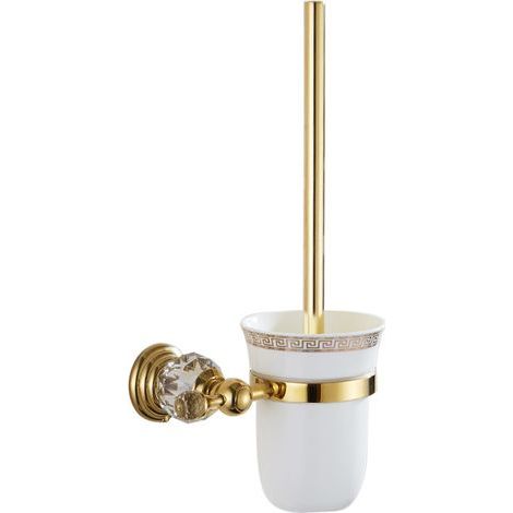 Porte-brosse de toilette en or avec sculpture sur le fond. fabriqué en Alliage de zinc de haute qualité avec surface plaquée or. porte-brosse de toilette au design élégant. accessoires de salle de ba