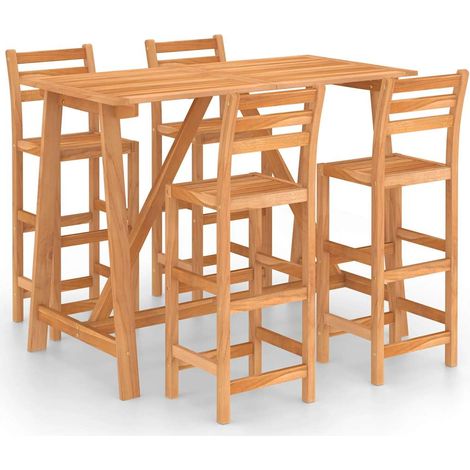 Maison Exclusive - 5-tlg. Gartenbar-Set Massivholz Akazie (1/5)