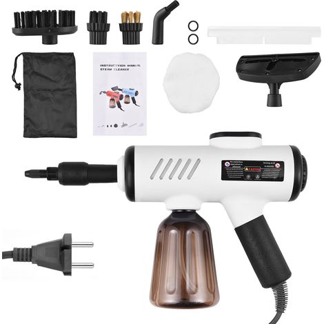 Decdeal Nettoyer de vapeur portable portable 10s Tempe rapide 3 Machine de nettoyage en profondeur réglable Température avec 600 ml de réservoir d'eau têtes de brosse Bent Buzzle Scraper de couvercle  (1/4)