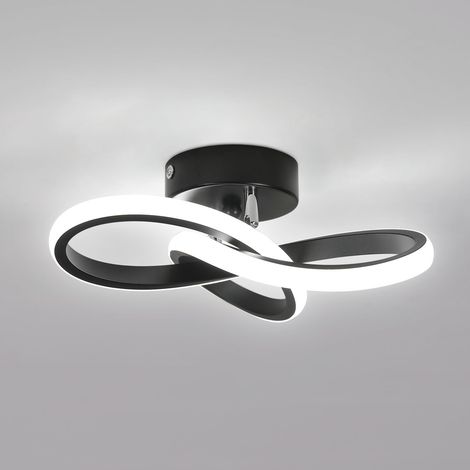 Plafonnier LED 22W 6500K Noir 25cm Salon Couloir (1/5)